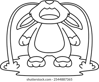 Rabbit sad Animal Vector Graphic Art Illustration