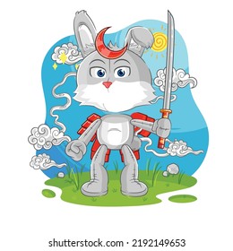 the rabbit samurai cartoon. cartoon mascot vector