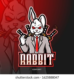 Rabbit samurai esport logo mascot design.