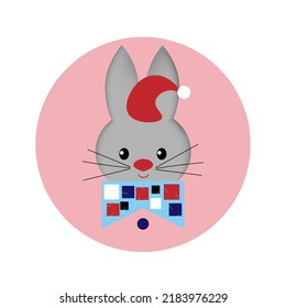 Rabbit Santa Cute rabbit character, New year bunny vector illustration.