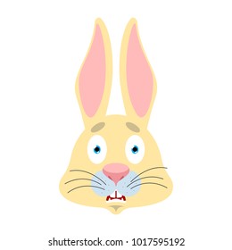 Rabbit scared OMG avatar. Hare Oh my God emoji. Frightened Animal. Vector illustration