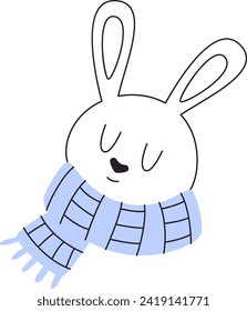 Rabbit With Scarf Lined Vector Illustration
