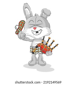 the rabbit scottish with bagpipes vector. cartoon character