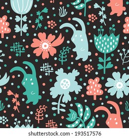 Rabbit seamless background. Vector illustration.