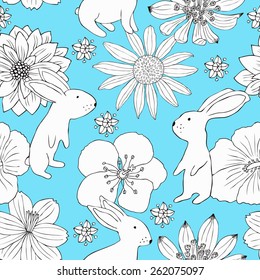 Rabbit seamless background. Vector illustration.