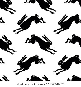 rabbit seamless doodle pattern