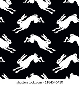 rabbit seamless doodle pattern