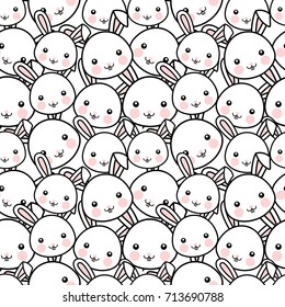 Rabbit Seamless Pattern Background, Bunny Vector illustration