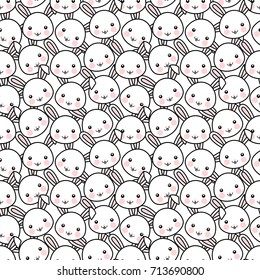 Rabbit Seamless Pattern Background, Bunny Vector illustration