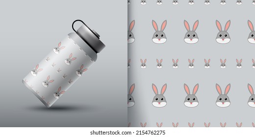 Rabbit seamless pattern with bottle