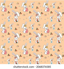 Rabbit Seamless Pattern Design. Vector Illustration.