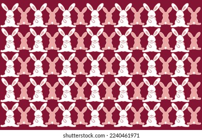 Rabbit seamless pattern front and back view. Seamless Vector for wallpaper print, background, textile and more