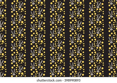 Rabbit seamless pattern. Ornament with rabbit and stars abstract background. Vector Illustration. Mid autumn festival design with rabbits, stars on night sky. Chinese Mid Autumn Festival pattern.