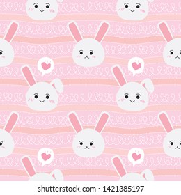 rabbit seamless pattern set animal cute illustration
