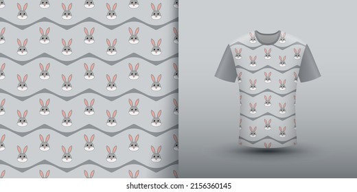 Rabbit seamless pattern with shirt