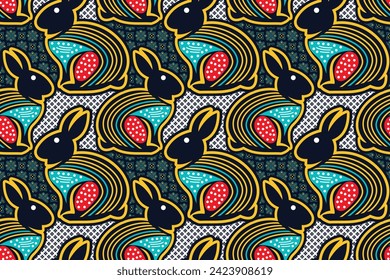 Rabbit Seamless pattern with unique abstract geometric vector