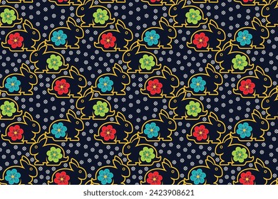 Rabbit Seamless pattern with unique abstract geometric vector