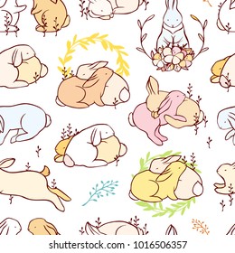 Rabbit seamless pattern. Vector.