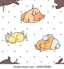 Rabbit seamless pattern. Vector.