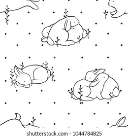 Rabbit seamless pattern. Vector.