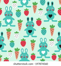 Rabbit seamless pattern. Vector illustration.