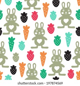 Rabbit seamless pattern. Vector illustration.