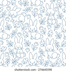 Rabbit seamless vector pattern 