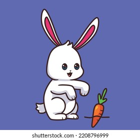 rabbit see a carrot cartoon illustration