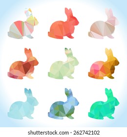 Rabbit set with low polygon style