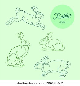 Rabbit. Set of vector hand drawn illustrations