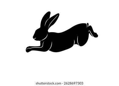 Rabbit shadow running and jumping for logo design and various designs. Vector illustration.