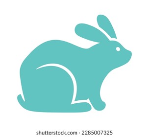 Icono plano de forma de conejo Silueta animal de dibujos animados. Ilustración del vector