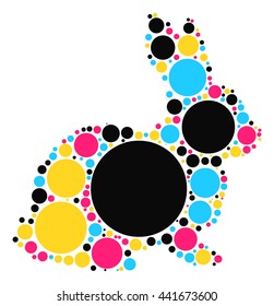 rabbit shape vector design by color point