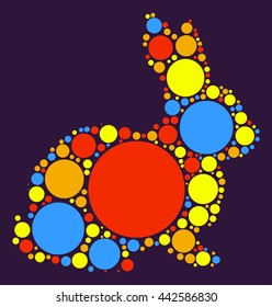 rabbit shape vector design by color point