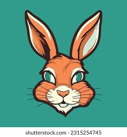 Rabbit shaped mascot logo for skin care products company. modern flat color