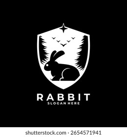 Coelho escudo logotipo ícone de design vetor modelo