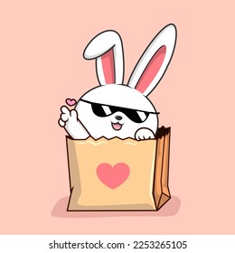 Rabbit in Shopping Bag - Cute Bunny in Paper Bag
