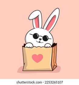Rabbit in Shopping Bag - Cute Bunny in Paper Bag