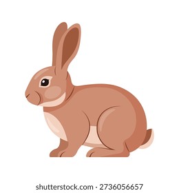 Rabbit side view flat vector illustration isolated on white background