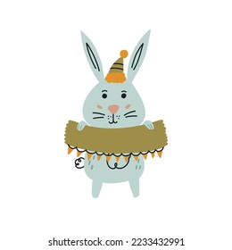 Rabbit with a sign plaque on white background