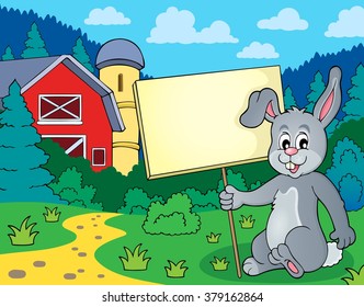 Rabbit with sign theme image 2 - eps10 vector illustration.