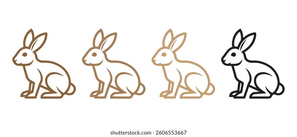 Rabbit silhouette black line art icon vector illustration.