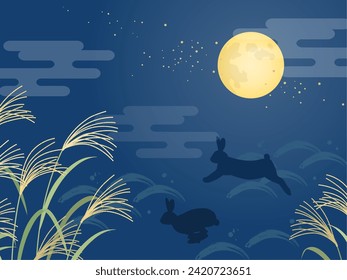 Rabbit silhouette bouncing on Jugoya background image