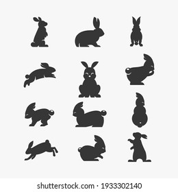 Rabbit Silhouette  Bundle Design Vector