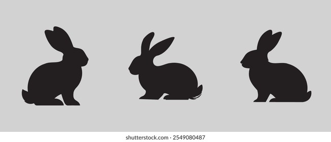 rabbit silhouette bundle vector illustration