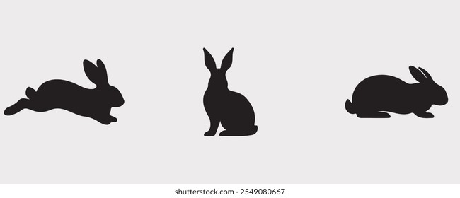 rabbit  silhouette bundle vector illustration