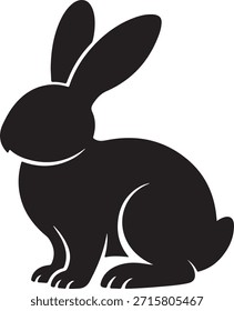 Rabbit Silhouette – Bunny Vector Silhouette Black on White”