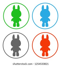 Rabbit silhouette in circle. Icon set. Vector.