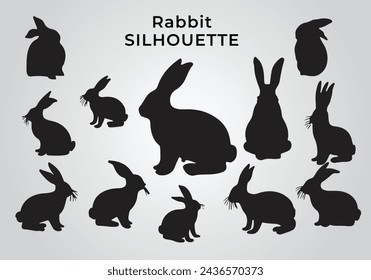 Rabbit Silhouette Collection . Easter Rabbit Silhouette isolte in white background.