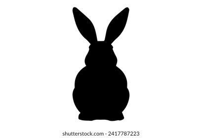 Rabbit silhouette. Easter Bunny. Isolated on white background. A simple black icon of hare. Cute animal. Ideal for logo, emblem, pictogram, print, design element for greeting card, invitation